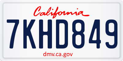 CA license plate 7KHD849