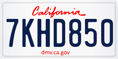CA license plate 7KHD850