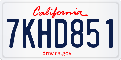 CA license plate 7KHD851