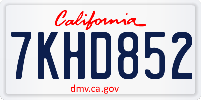 CA license plate 7KHD852