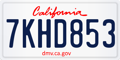 CA license plate 7KHD853