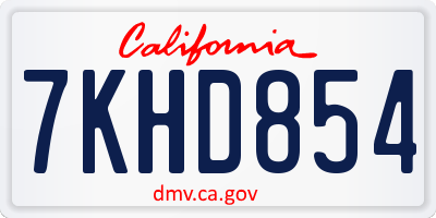 CA license plate 7KHD854
