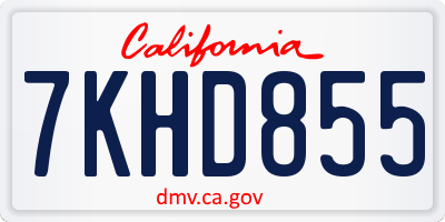 CA license plate 7KHD855