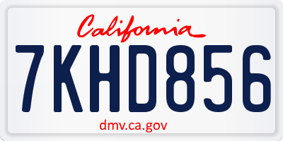 CA license plate 7KHD856