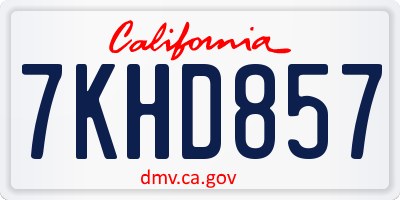 CA license plate 7KHD857