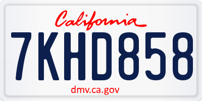 CA license plate 7KHD858