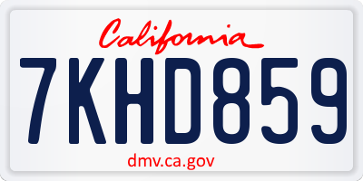 CA license plate 7KHD859
