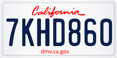 CA license plate 7KHD860