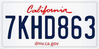 CA license plate 7KHD863