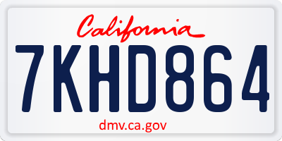 CA license plate 7KHD864