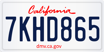 CA license plate 7KHD865