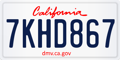 CA license plate 7KHD867