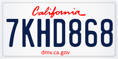 CA license plate 7KHD868