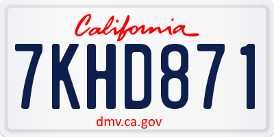 CA license plate 7KHD871