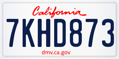 CA license plate 7KHD873