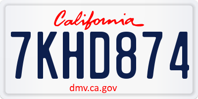 CA license plate 7KHD874