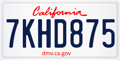 CA license plate 7KHD875