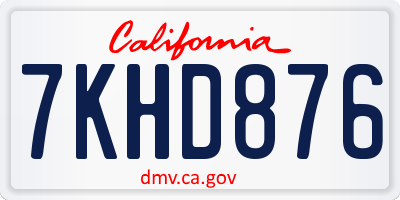 CA license plate 7KHD876
