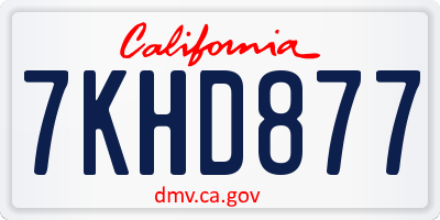 CA license plate 7KHD877