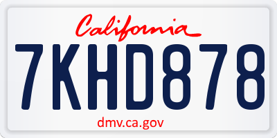 CA license plate 7KHD878