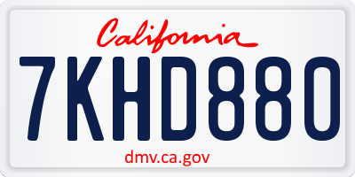 CA license plate 7KHD880