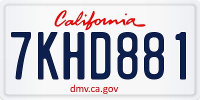 CA license plate 7KHD881