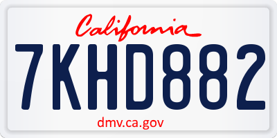 CA license plate 7KHD882