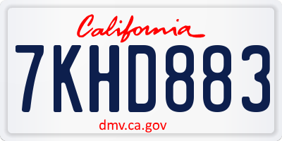 CA license plate 7KHD883