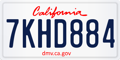 CA license plate 7KHD884