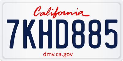 CA license plate 7KHD885