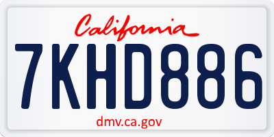 CA license plate 7KHD886