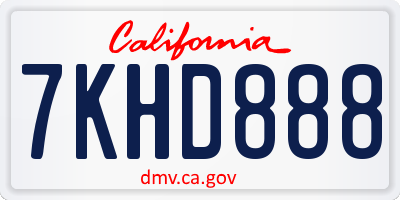 CA license plate 7KHD888