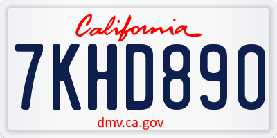 CA license plate 7KHD890