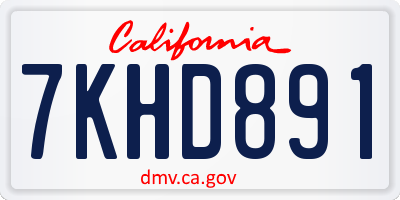 CA license plate 7KHD891