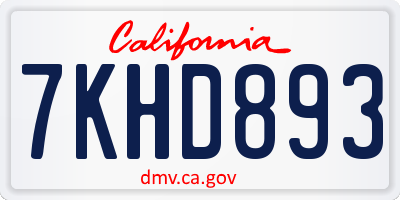 CA license plate 7KHD893