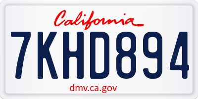 CA license plate 7KHD894