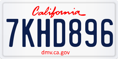 CA license plate 7KHD896