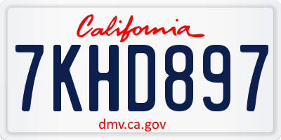 CA license plate 7KHD897