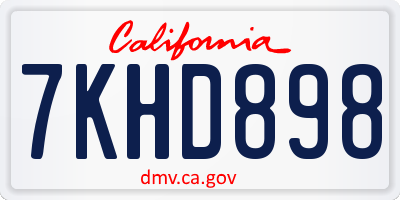 CA license plate 7KHD898