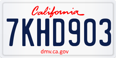 CA license plate 7KHD903