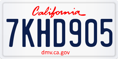 CA license plate 7KHD905