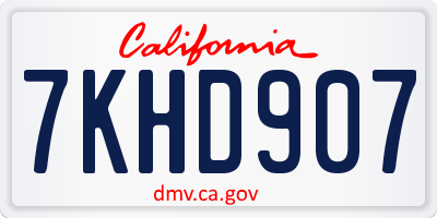 CA license plate 7KHD907