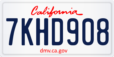 CA license plate 7KHD908