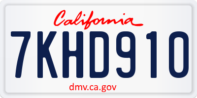 CA license plate 7KHD910