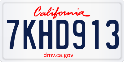 CA license plate 7KHD913