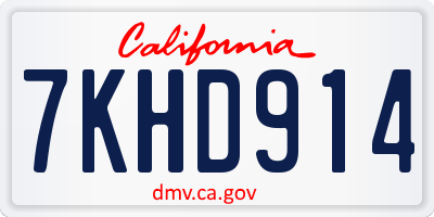 CA license plate 7KHD914