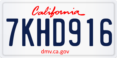 CA license plate 7KHD916