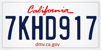 CA license plate 7KHD917