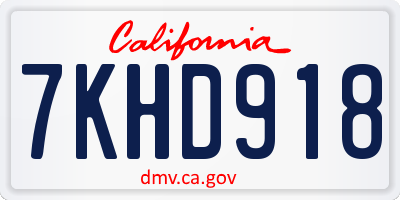 CA license plate 7KHD918