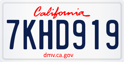 CA license plate 7KHD919
